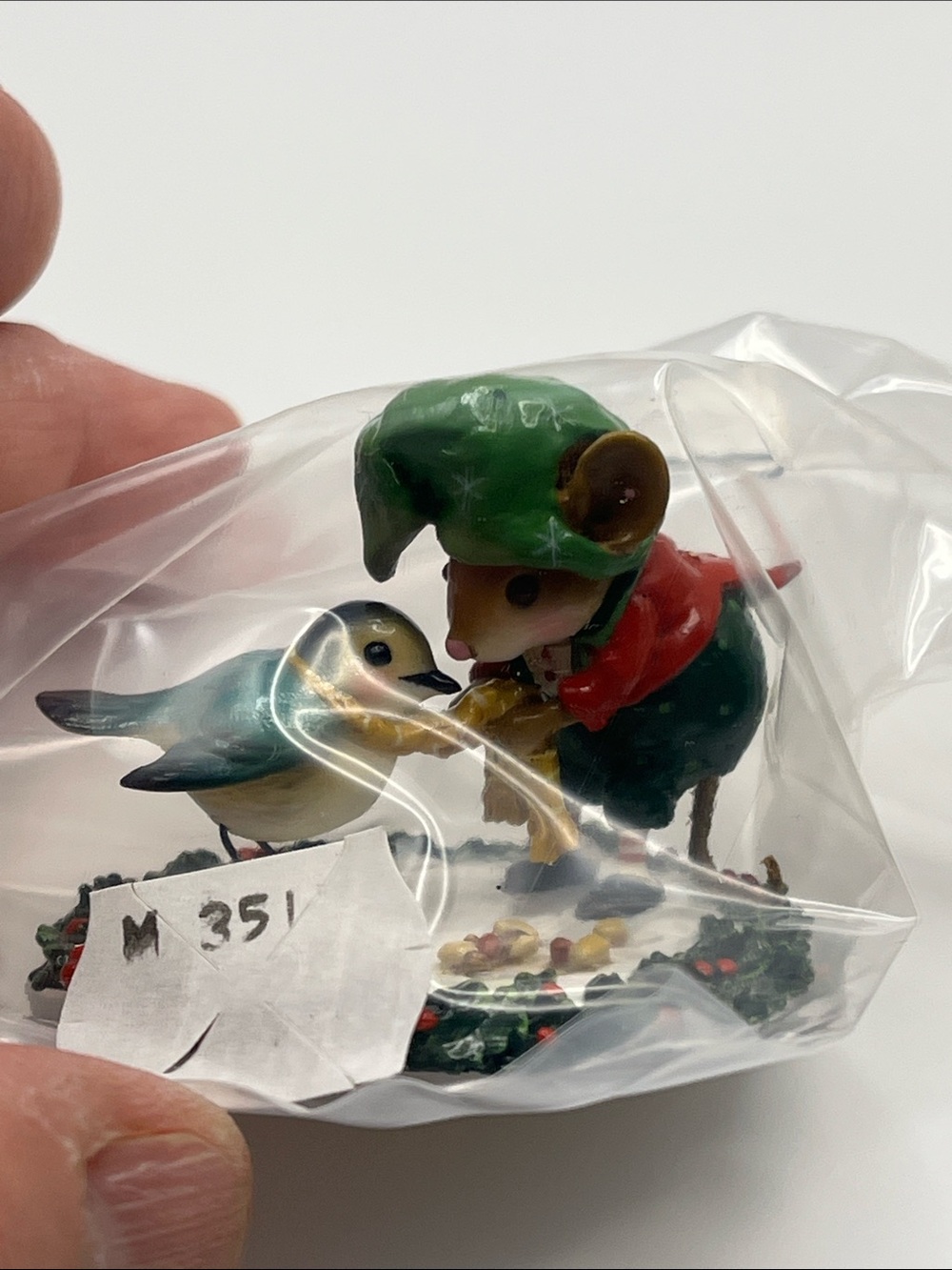 Wee Forest Folk Helpful Elf Figurine - Green and Red - Picture 8 of 15